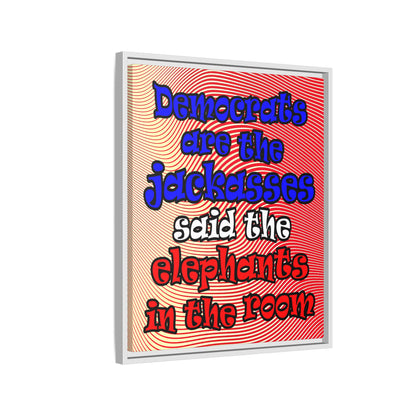 donkeys and elephants - framed canvas art (yellow-orange wave)