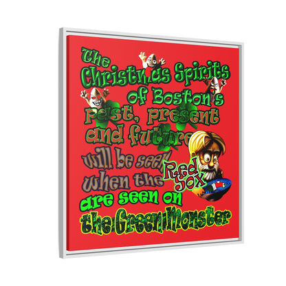 christmas spirits of boston - framed canvas art (red)