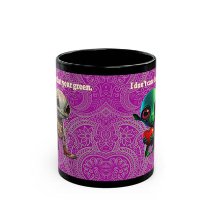 I don't care that your grey - Black Mug (pink swirl)