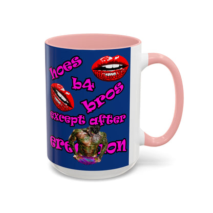hoes b4 bros - Accent Mug (dark blue)