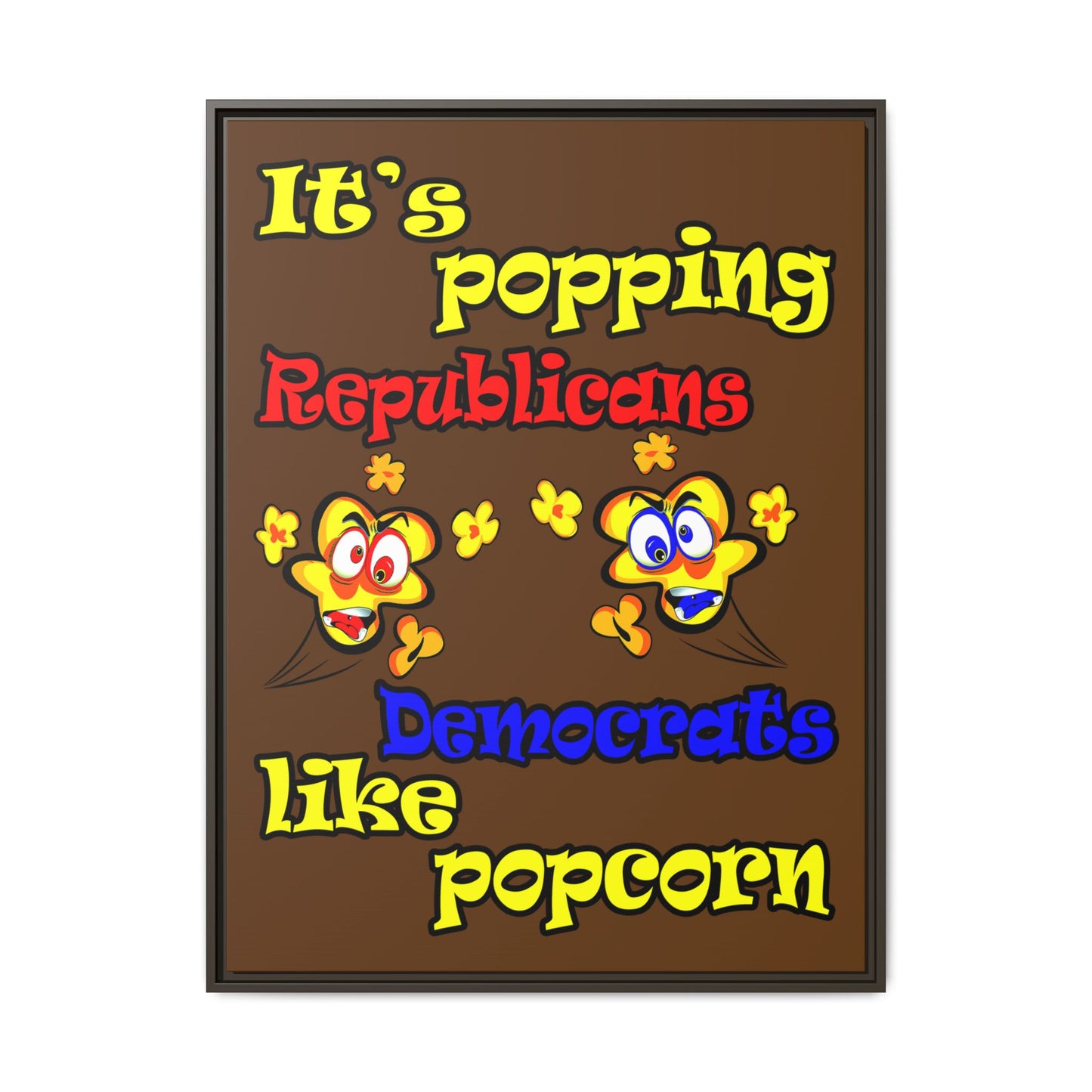 popping like popcorn - framed canvas art (brown)