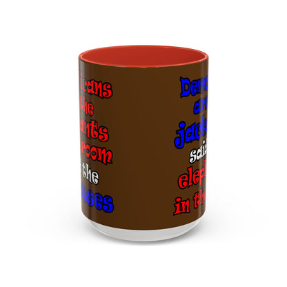 donkeys and elephants - Accent Mug (brown)