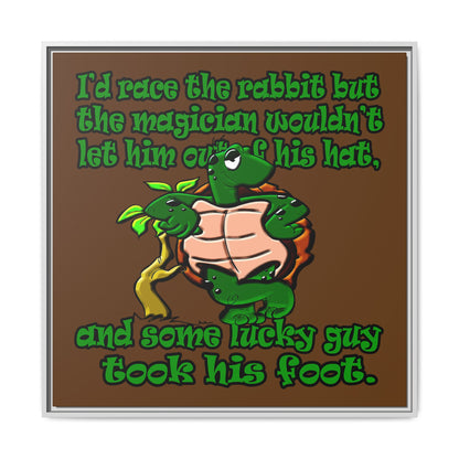 turtle race - framed canvas art (brown)
