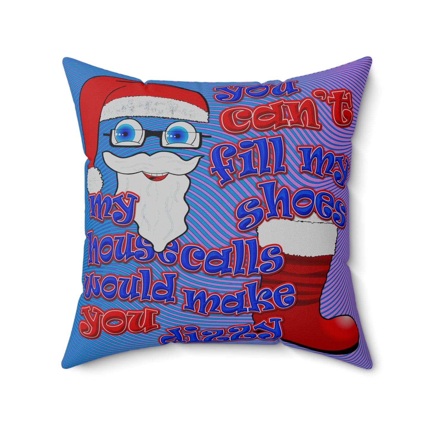 santa's shoes - Spun Polyester Square Pillow - (light blue-purple wave)