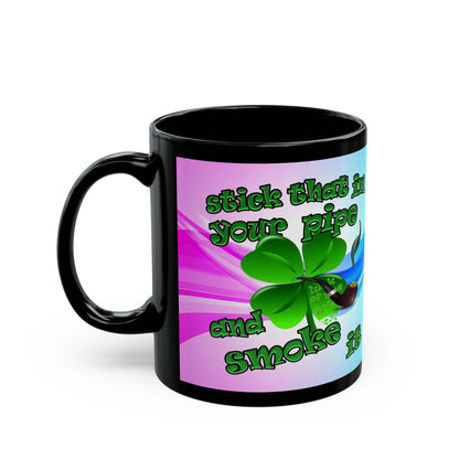 celtics logo - Black Mug (light blue-pink wave)