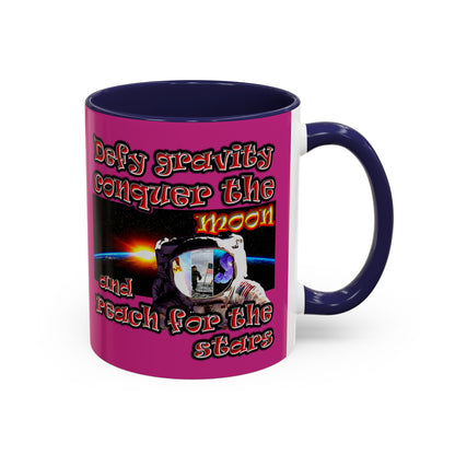 defy conquer reach - Accent Mug (pink)