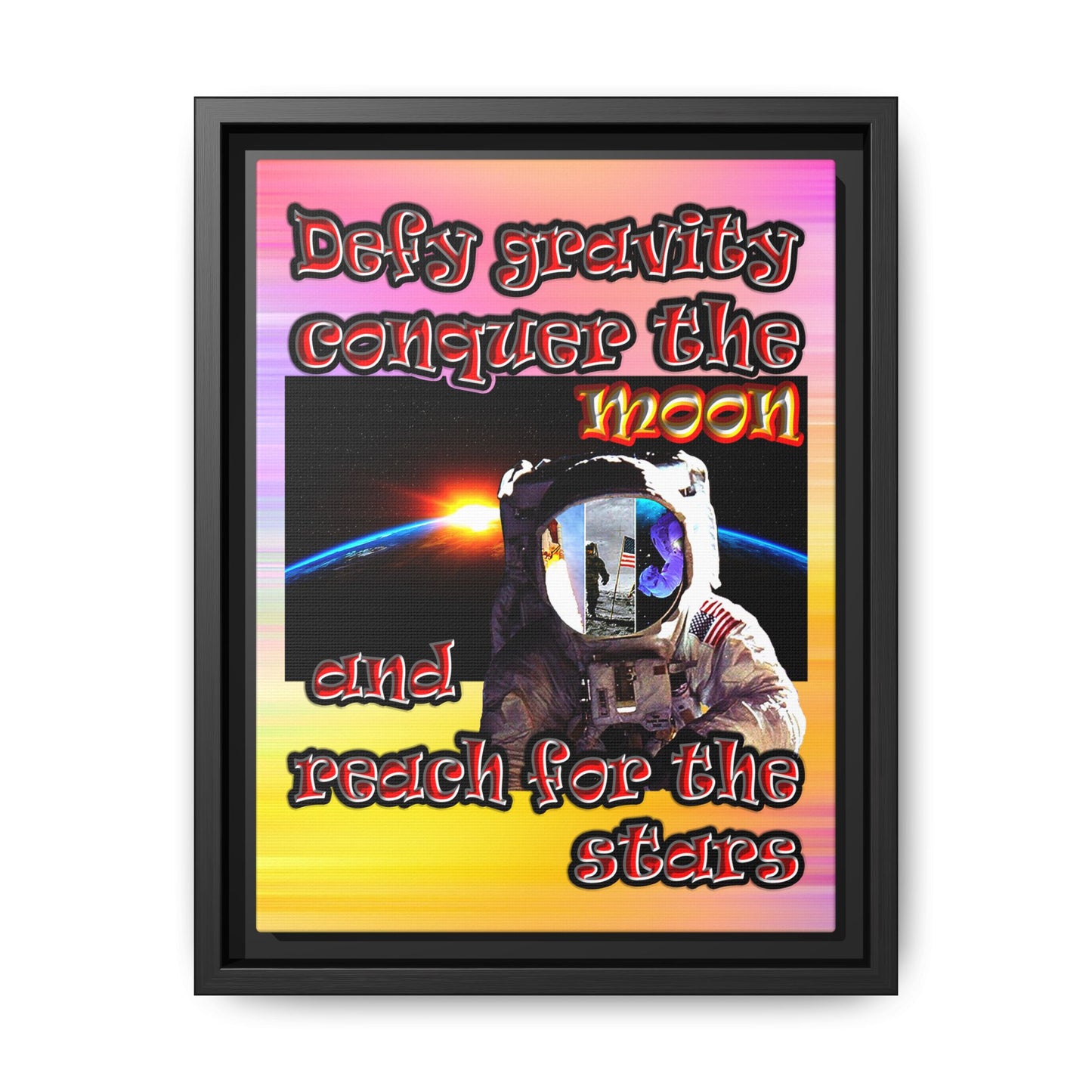 defy conquer reach - framed canvas art (color blur)