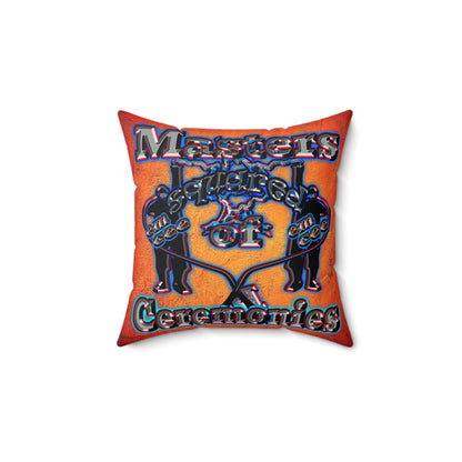 em cee squared - Spun Polyester Square Pillow - (burnt orange)