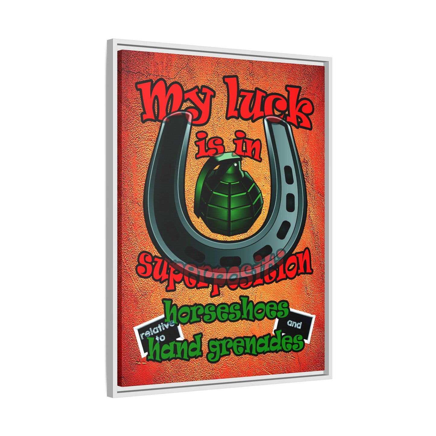 my luck - framed canvas art (burnt orange)