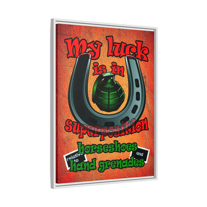 my luck - framed canvas art (burnt orange)