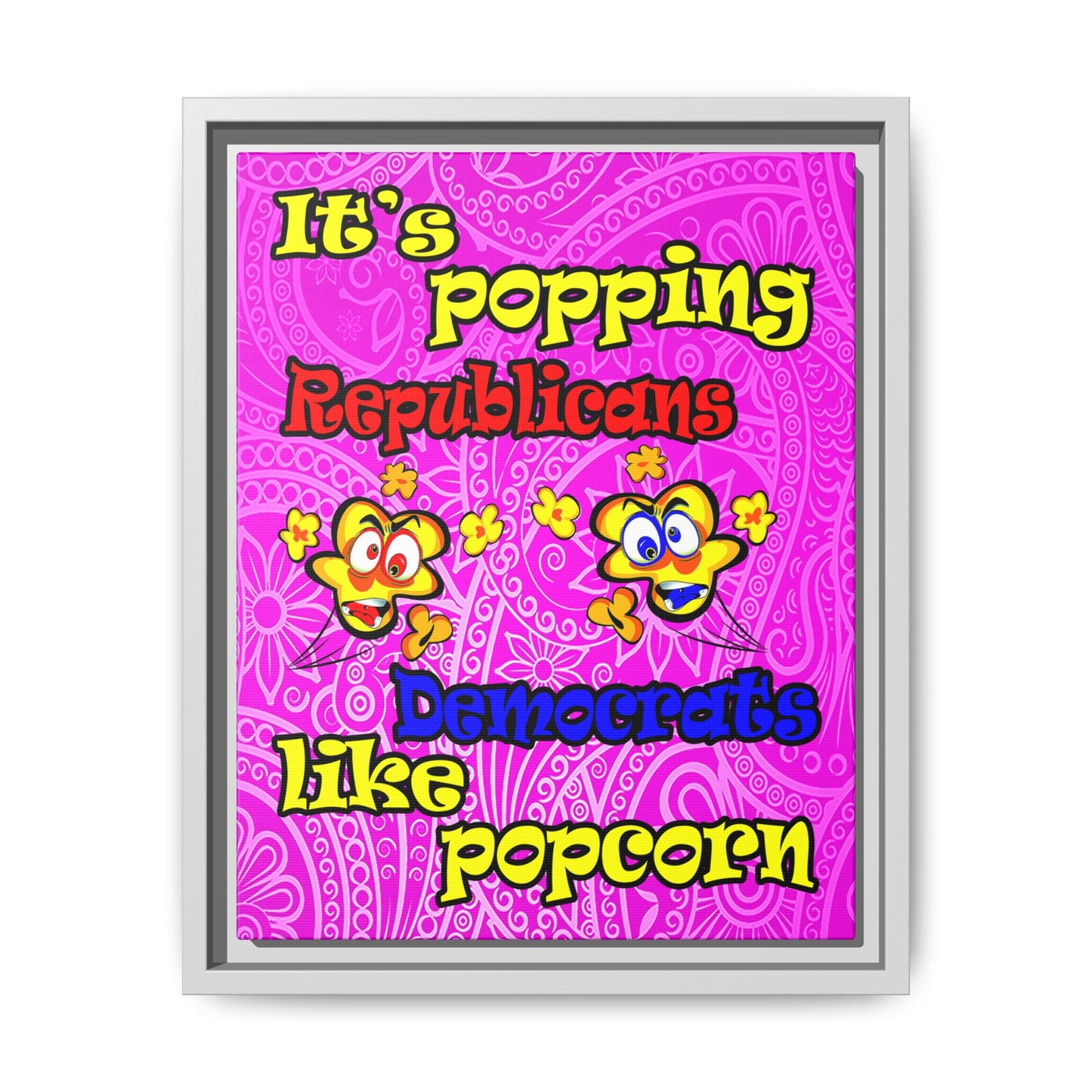 popping like popcorn - framed canvas art (pink swirl)