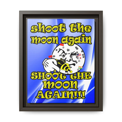 shoot the moon again - framed canvas art (blue-white wave)