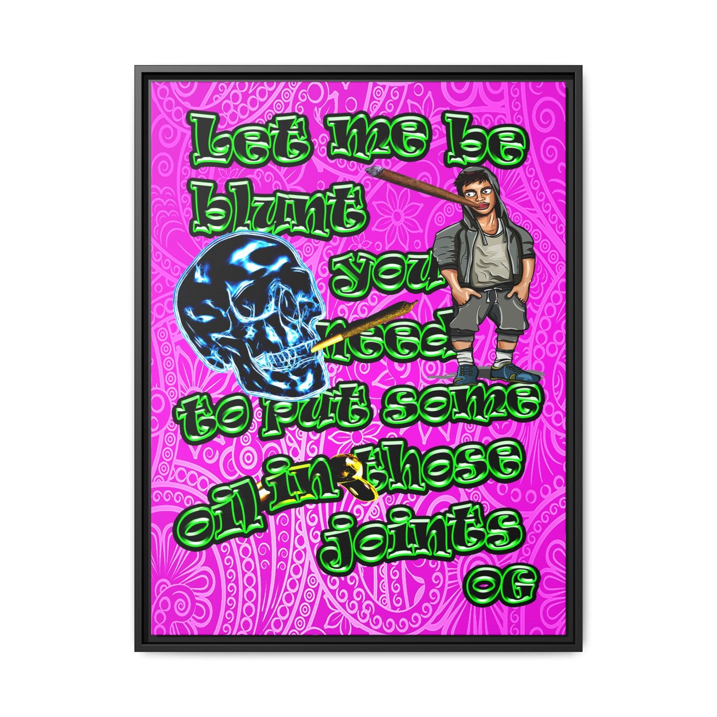 og - framed canvas art (pink swirl)