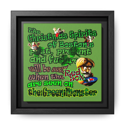 christmas spirits of boston - framed canvas art (green)
