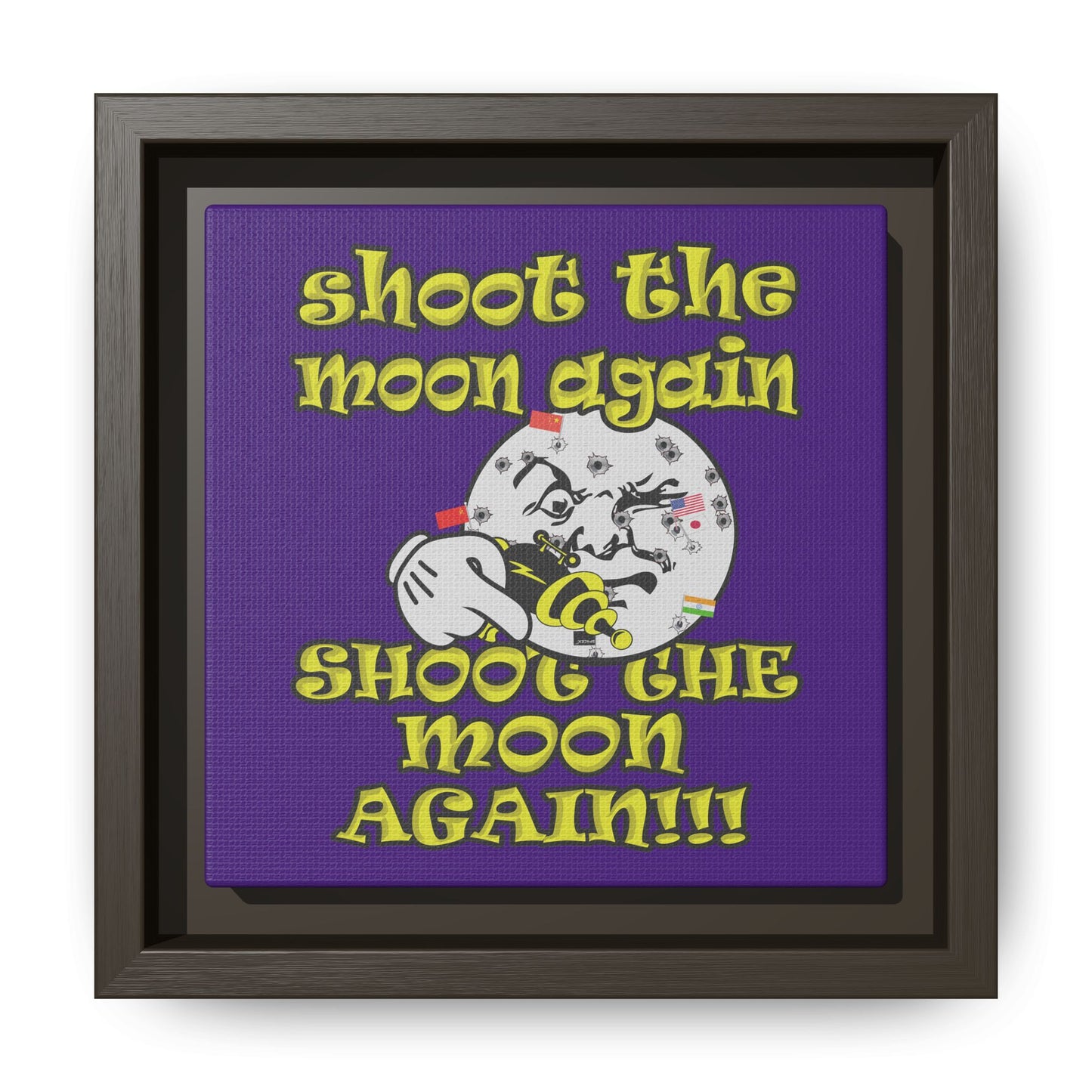 shoot the moon again - framed canvas art (purple)