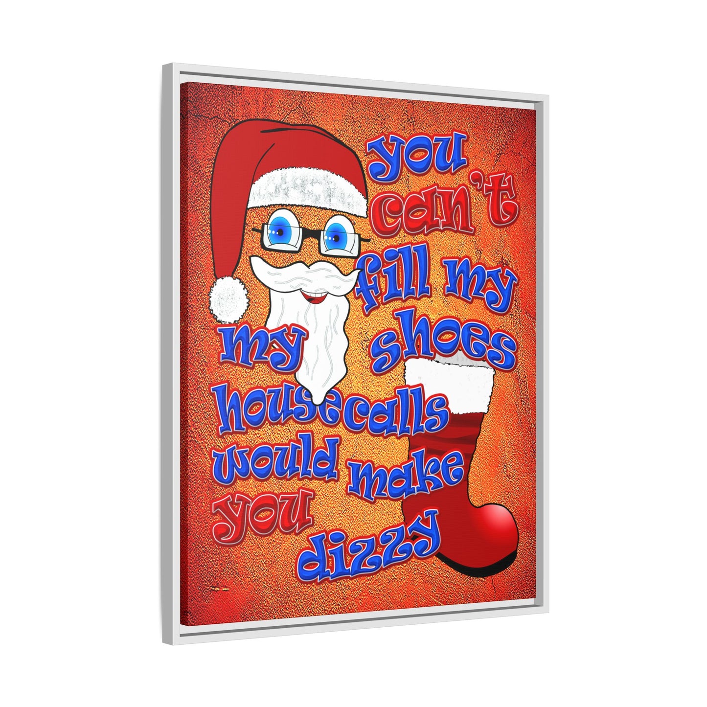 santa's shoes - framed canvas art (burnt orange)