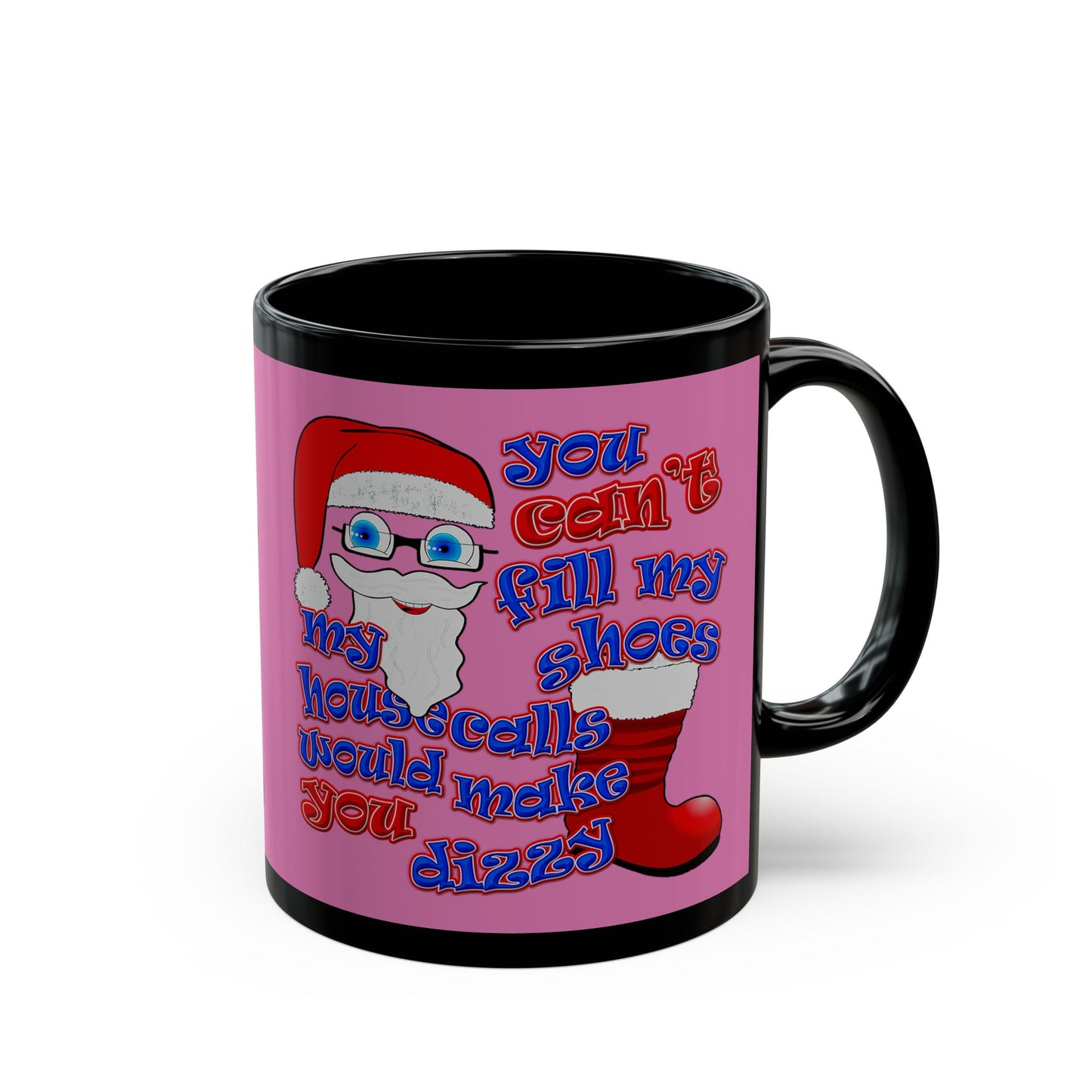santa's shoes - Black Mug (light pink)