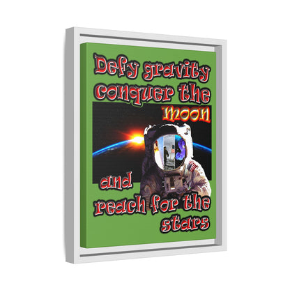 defy conquer reach - framed canvas art (green)