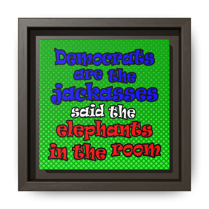 donkeys and elephants - framed canvas art (logo green)