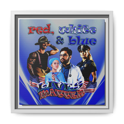 rw&b lives matter - framed canvas art (blue-white wave)