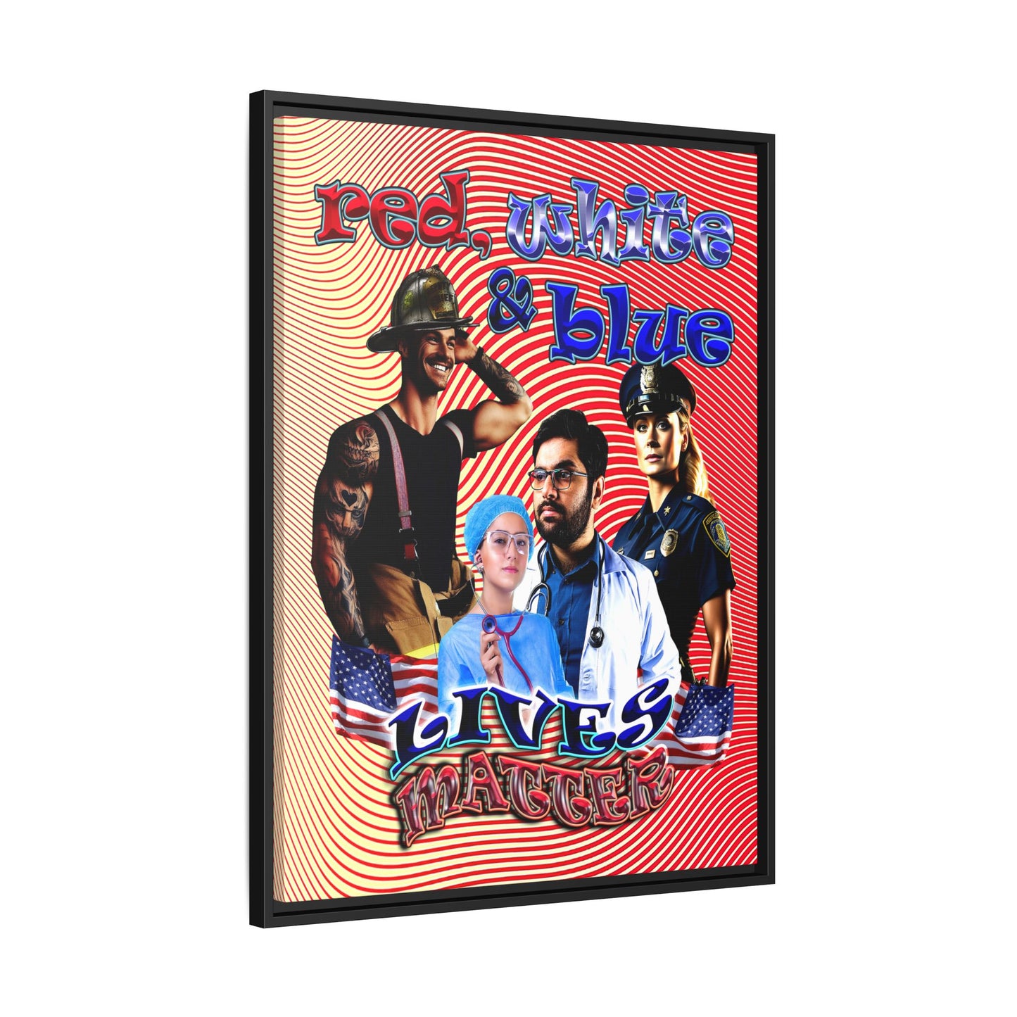 rw&b lives matter - framed canvas art (yellow-orange wave)
