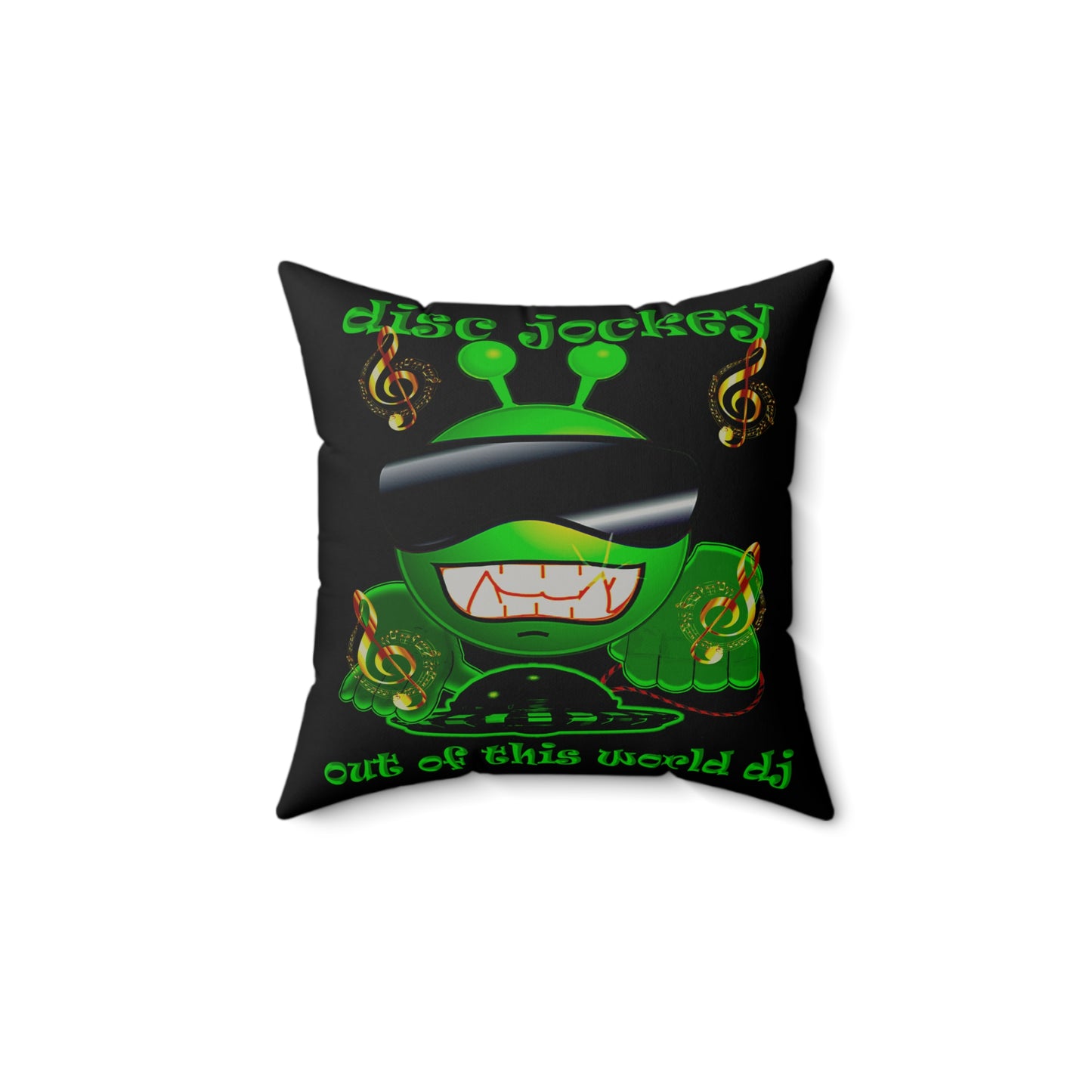 disc jockey - Faux Suede Square Pillow - (black)
