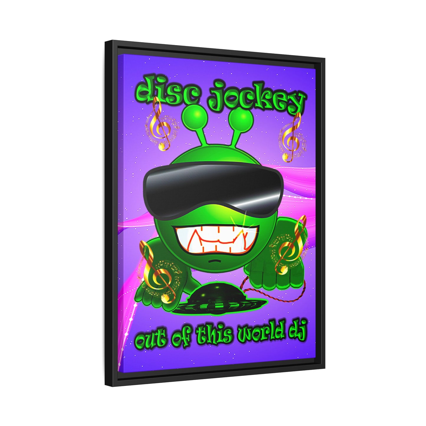 disc jockey - framed canvas art (purple-pink wave)