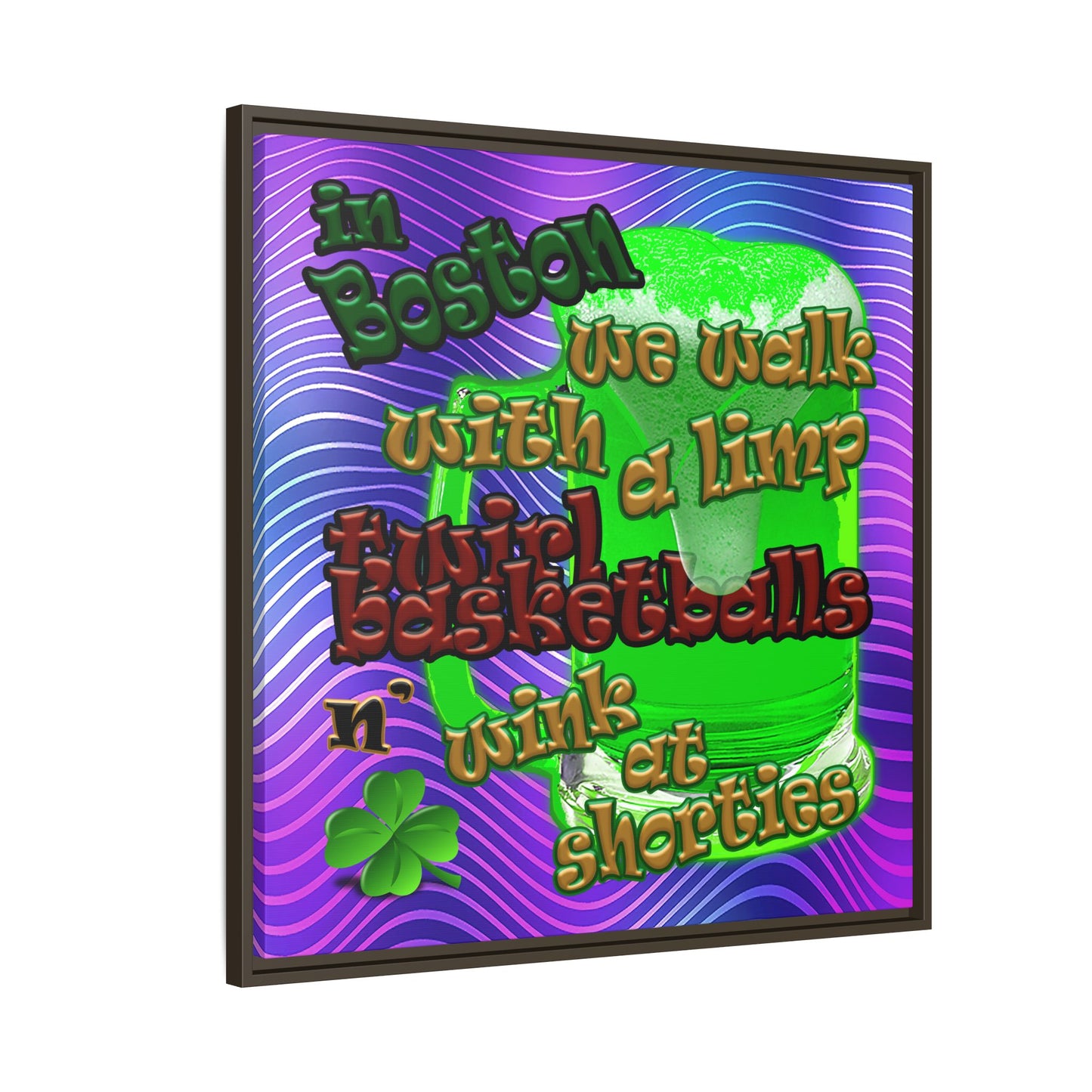 celtics logo - framed canvas art (purple wave)
