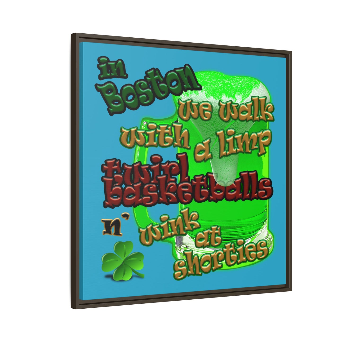 celtics logo - framed canvas art (turquoise)
