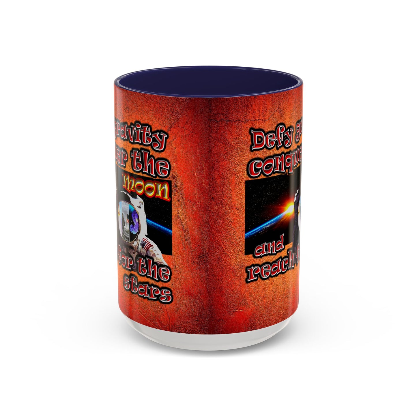 defy conquer reach - Accent Mug (burnt orange)