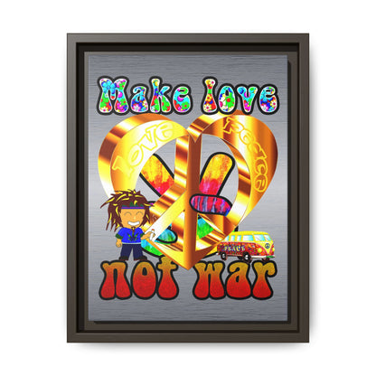 love peace - framed canvas art (brushed nickel)