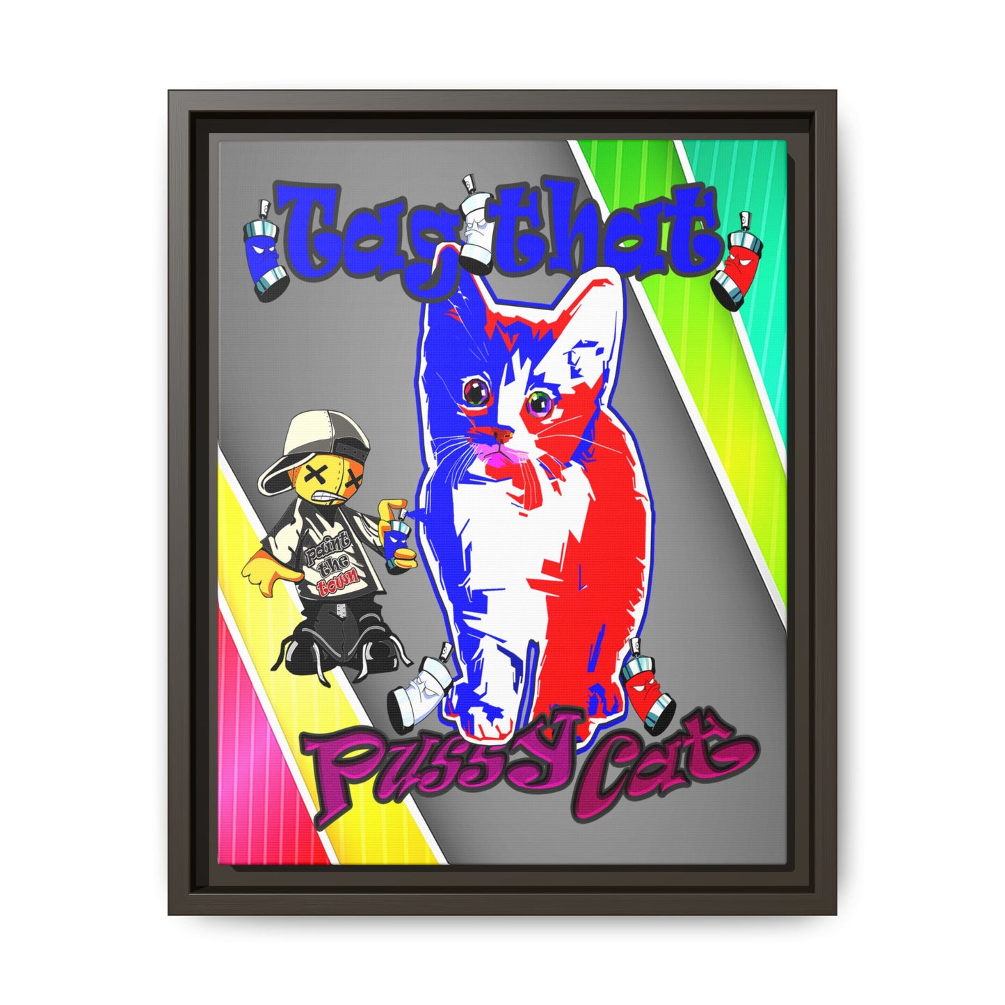 tag that - framed canvas art (rainbow split)