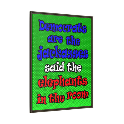 donkeys and elephants - framed canvas art (logo green)