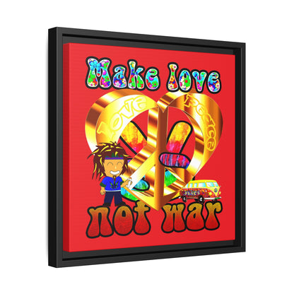 love peace - framed canvas art (red)