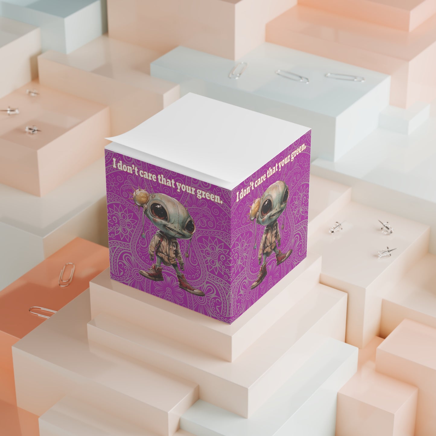 I don't care that your green - note cube (pink swirl)