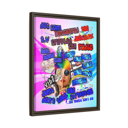 drop the beat - framed canvas art (light blue-pink wave)
