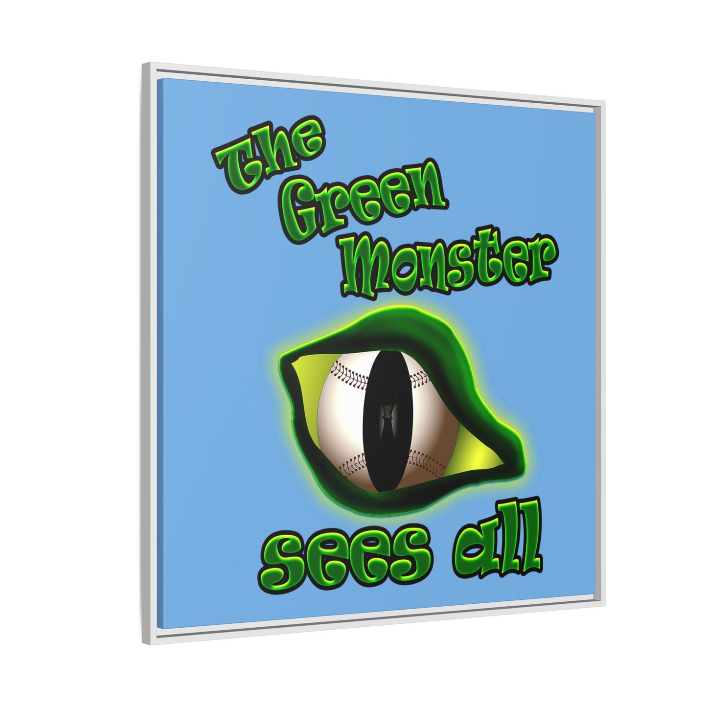 green monster - framed canvas art (light blue)