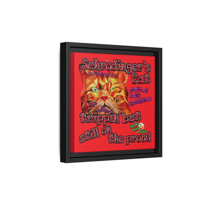schrodinger's cat - framed canvas art (red)