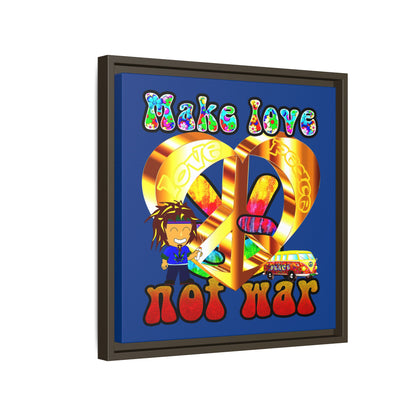 love peace - framed canvas art (dark blue)
