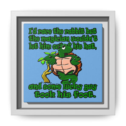 turtle race - framed canvas art (light blue)