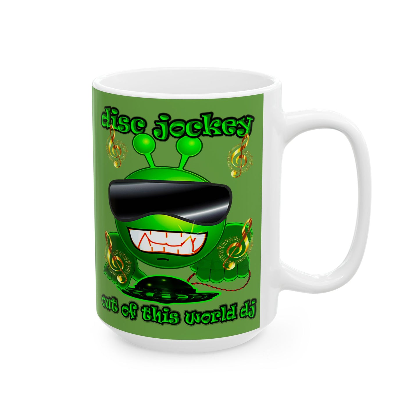 disc jockey - White Mug (green)