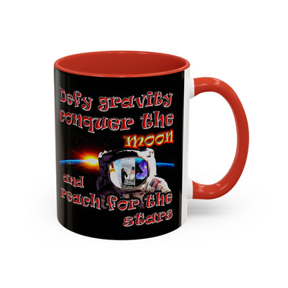 defy conquer reach - Accent Mug (black)