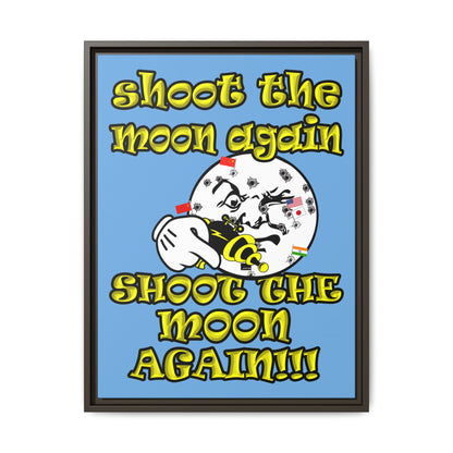 shoot the moon again - framed canvas art (light blue)