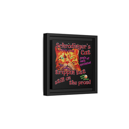schrodinger's cat - framed canvas art (black)
