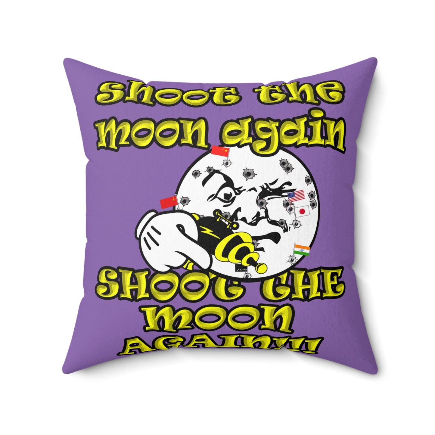 shoot the moon again - Spun Polyester Square Pillow - (light purple)