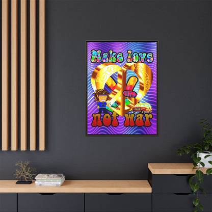 love peace - framed canvas art (purple wave)