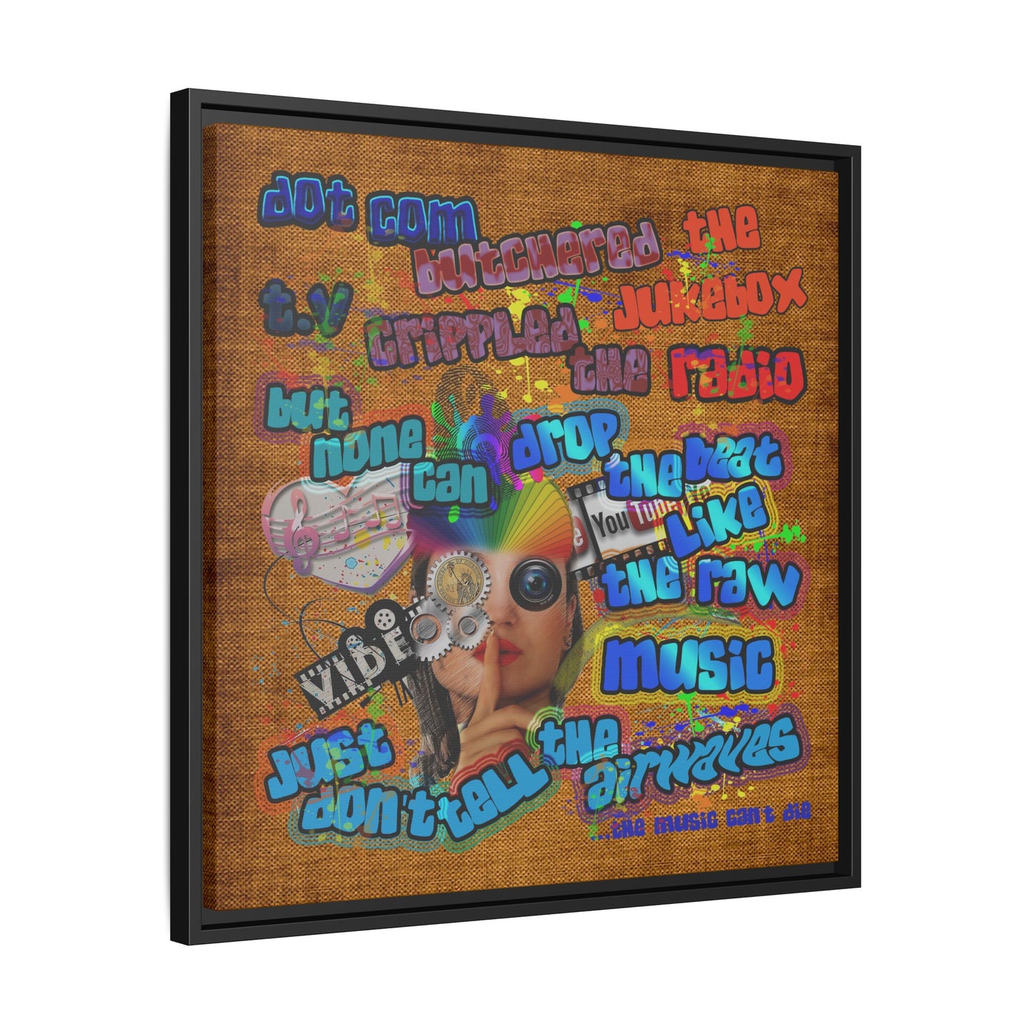 drop the beat - framed canvas art (brown papyrus)