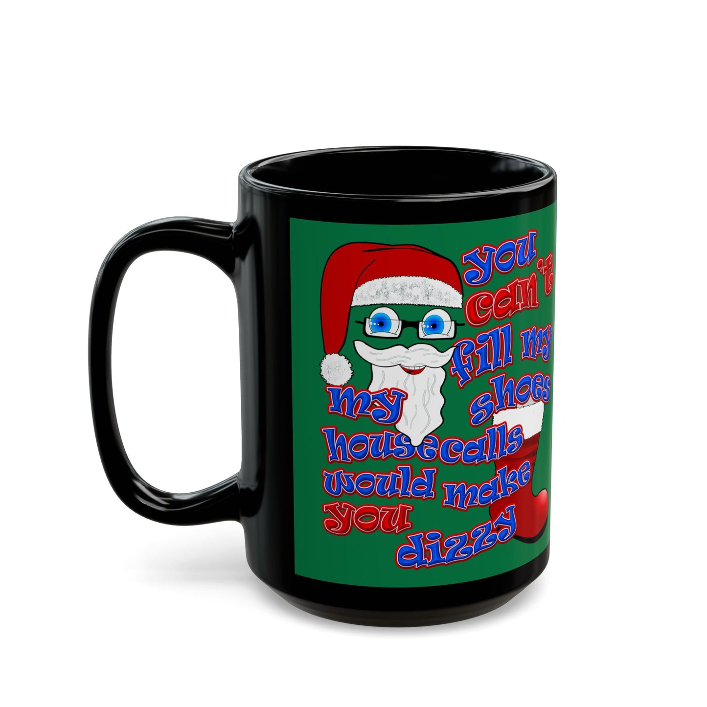 santa's shoes - Black Mug (dark green)