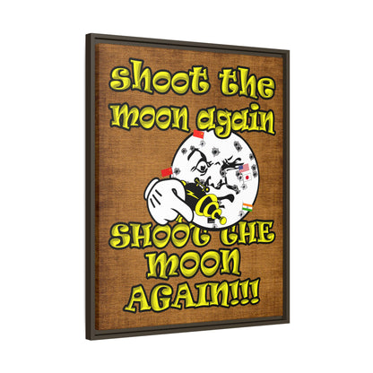 shoot the moon again - framed canvas art (brown papyrus)