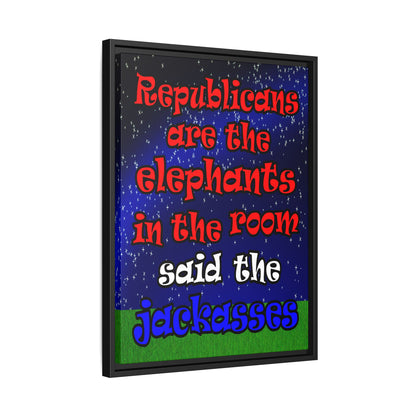 donkeys and elephants - framed canvas art ('snoops' background)